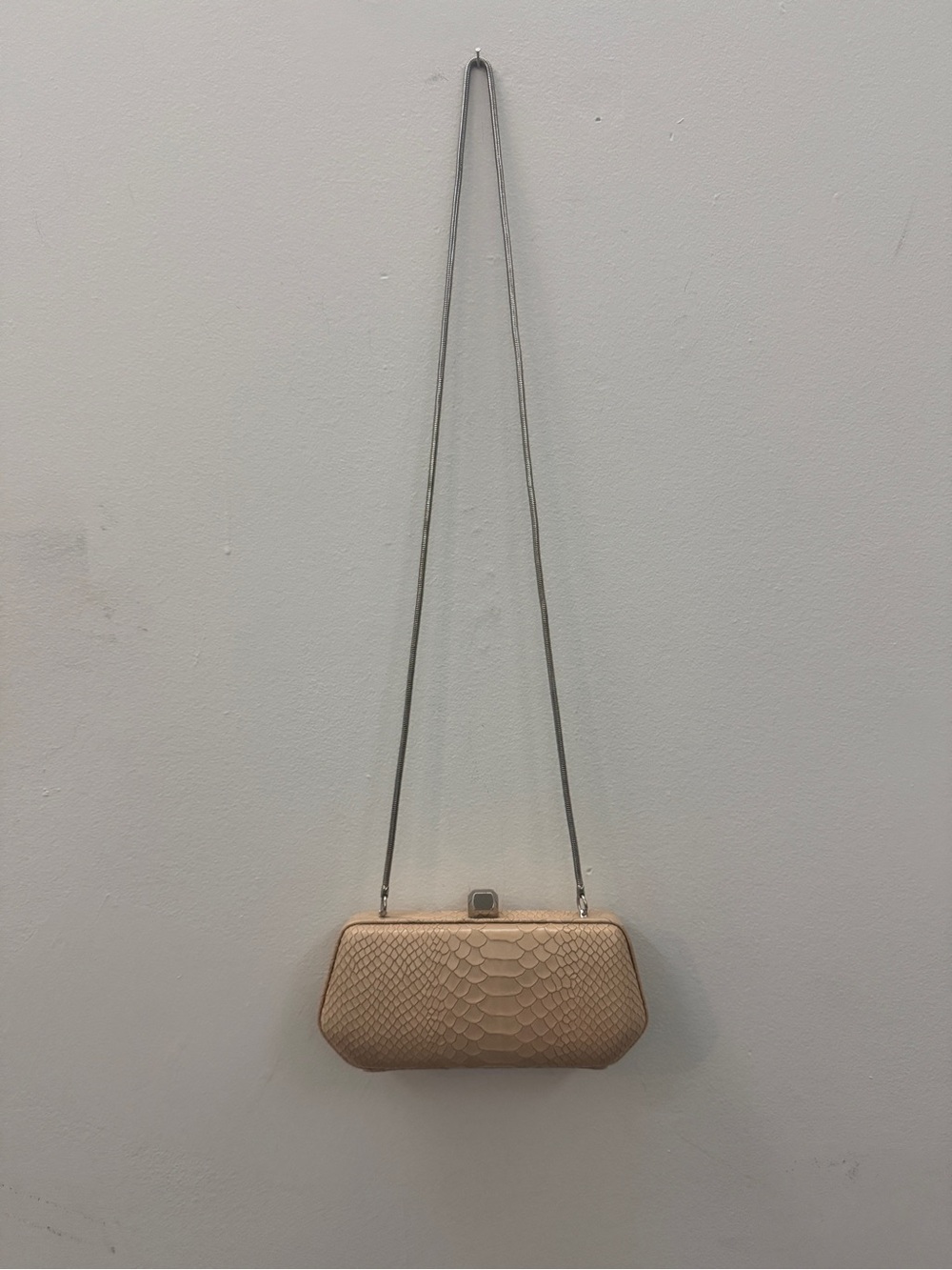 Rebecca Minkoff Neutral Python-Embossed Clutch Handbag - Picture 2 of 12